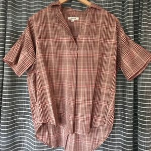 Madewell pink plaid blouse